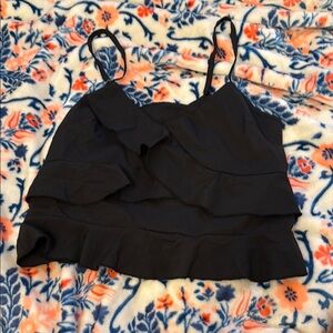 SHEIN White and Pink Ruffled Crop Camisole